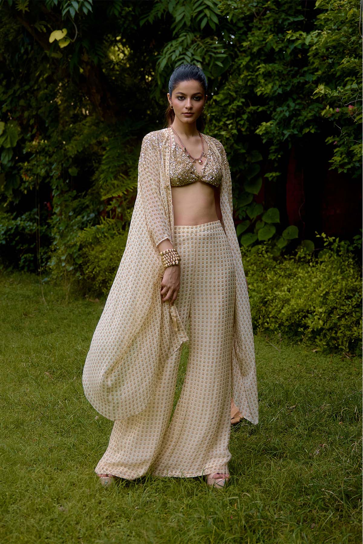 Nikasha Janeman Cream Co-ord Set indian designer wear online shopping melange singapore 