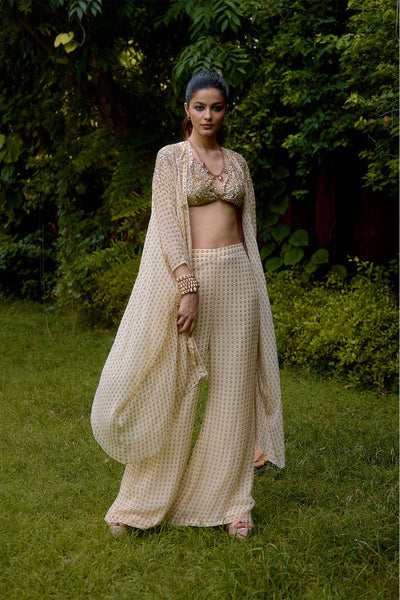 Nikasha Janeman Cream Co-ord Set indian designer wear online shopping melange singapore 
