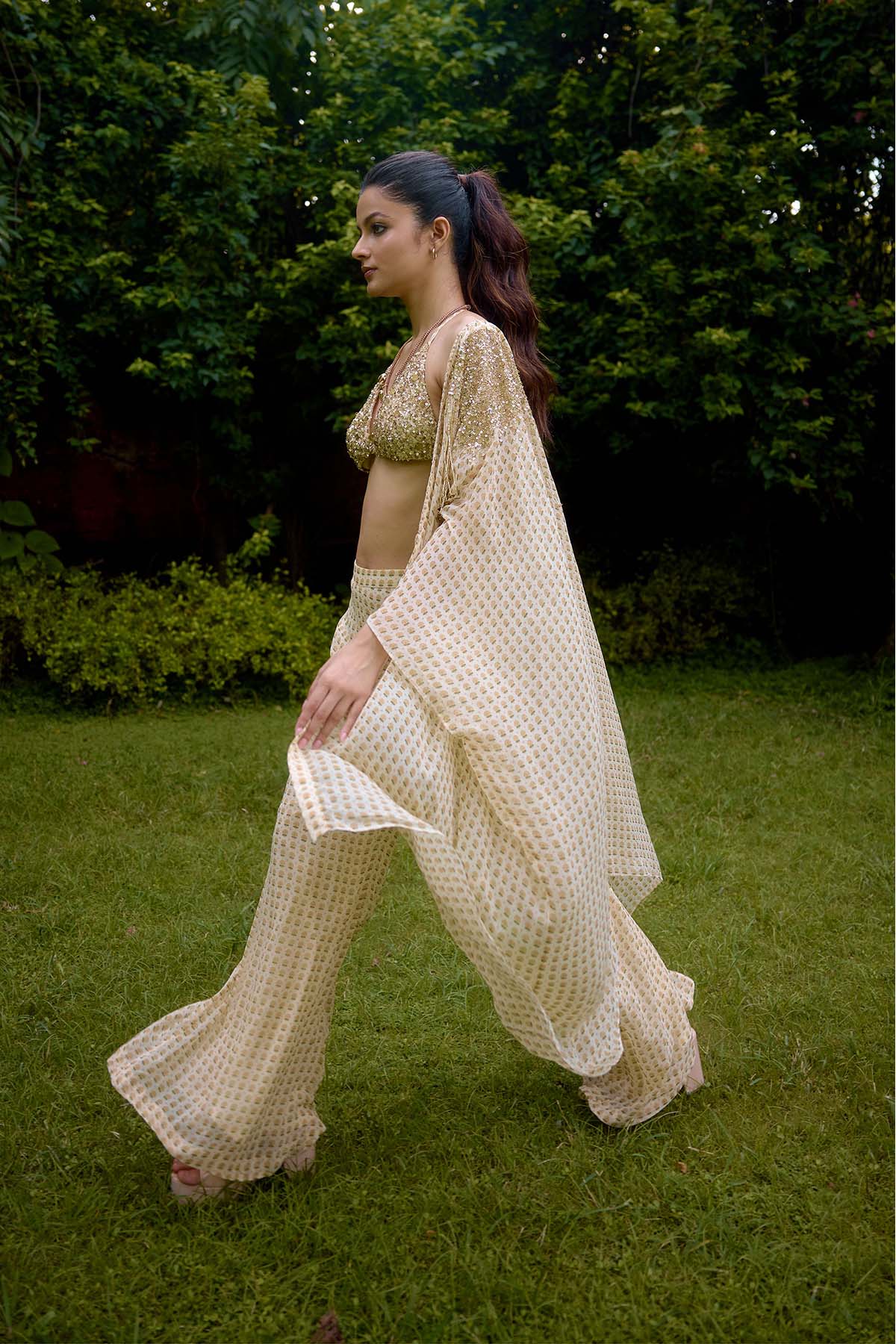 Nikasha Janeman Cream Co-ord Set indian designer wear online shopping melange singapore 