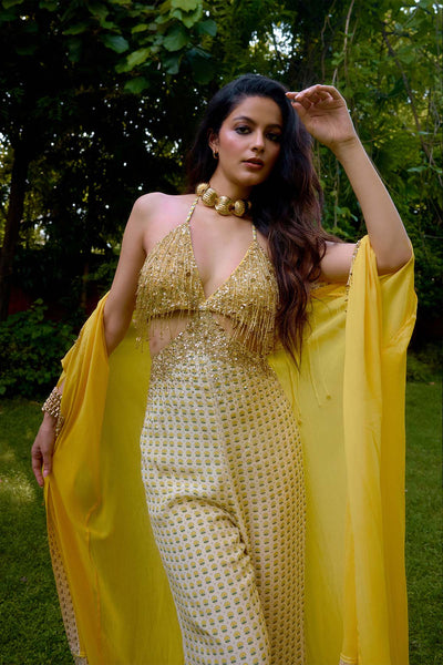 Nikasha Janeman Cream Jumpsuit indian designer wear online shopping melange singapore 