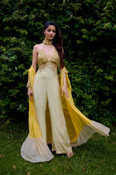 Nikasha Janeman Cream Jumpsuit indian designer wear online shopping melange singapore 
