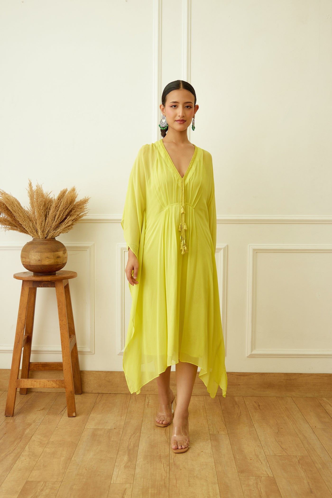 Nikasha Lime Green Kaftan Set Indian designer wear online shopping melange singapore