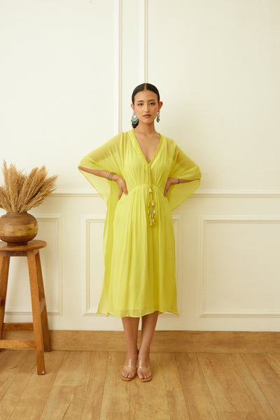 Nikasha Lime Green Kaftan Set Indian designer wear online shopping melange singapore