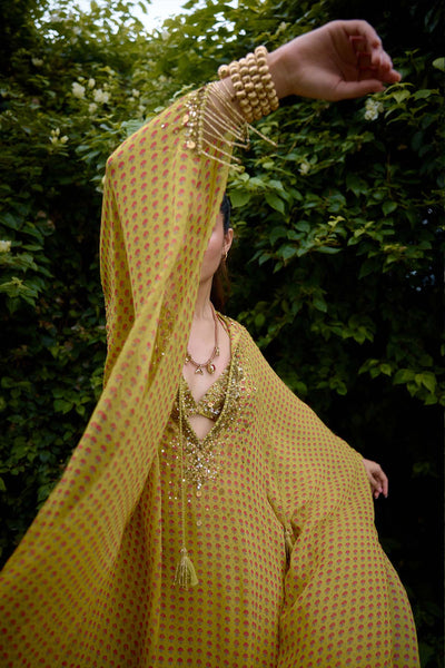 Nikasha Mehbooba Olive Kurta indian designer wear online shopping melange singapore 