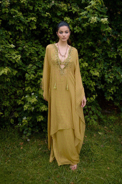 Nikasha Mehbooba Olive Kurta indian designer wear online shopping melange singapore 