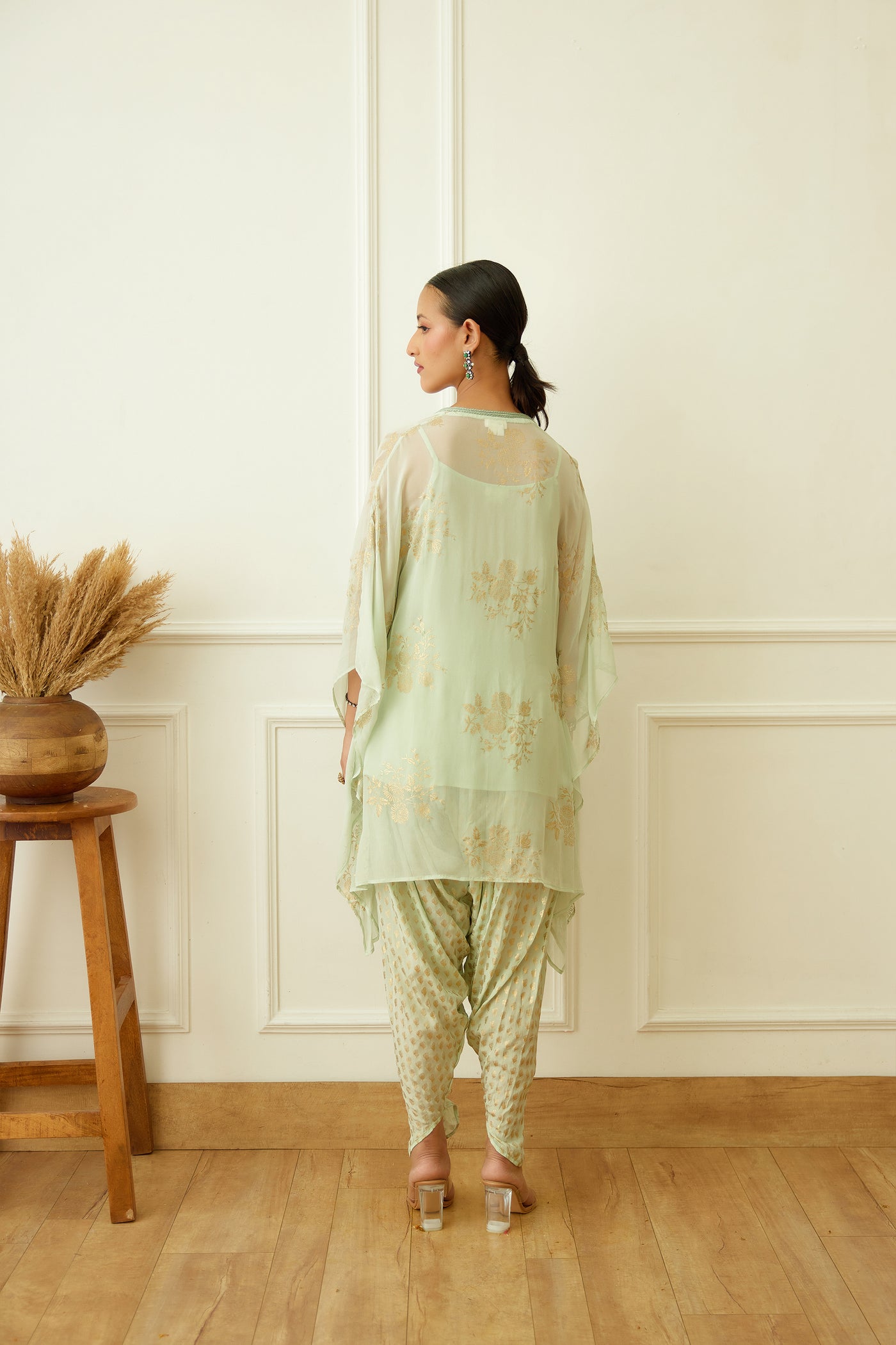 Nikasha Mint Foil Dhoti Set Indian designer wear online shopping melange singapore