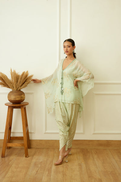 Nikasha Mint Foil Dhoti Set Indian designer wear online shopping melange singapore