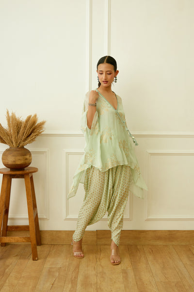 Nikasha Mint Foil Dhoti Set Indian designer wear online shopping melange singapore