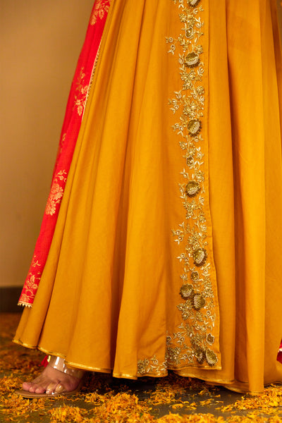 Nikasha Ochre Embroidered Angrakha Set Indian designer wear online shopping melange singapore