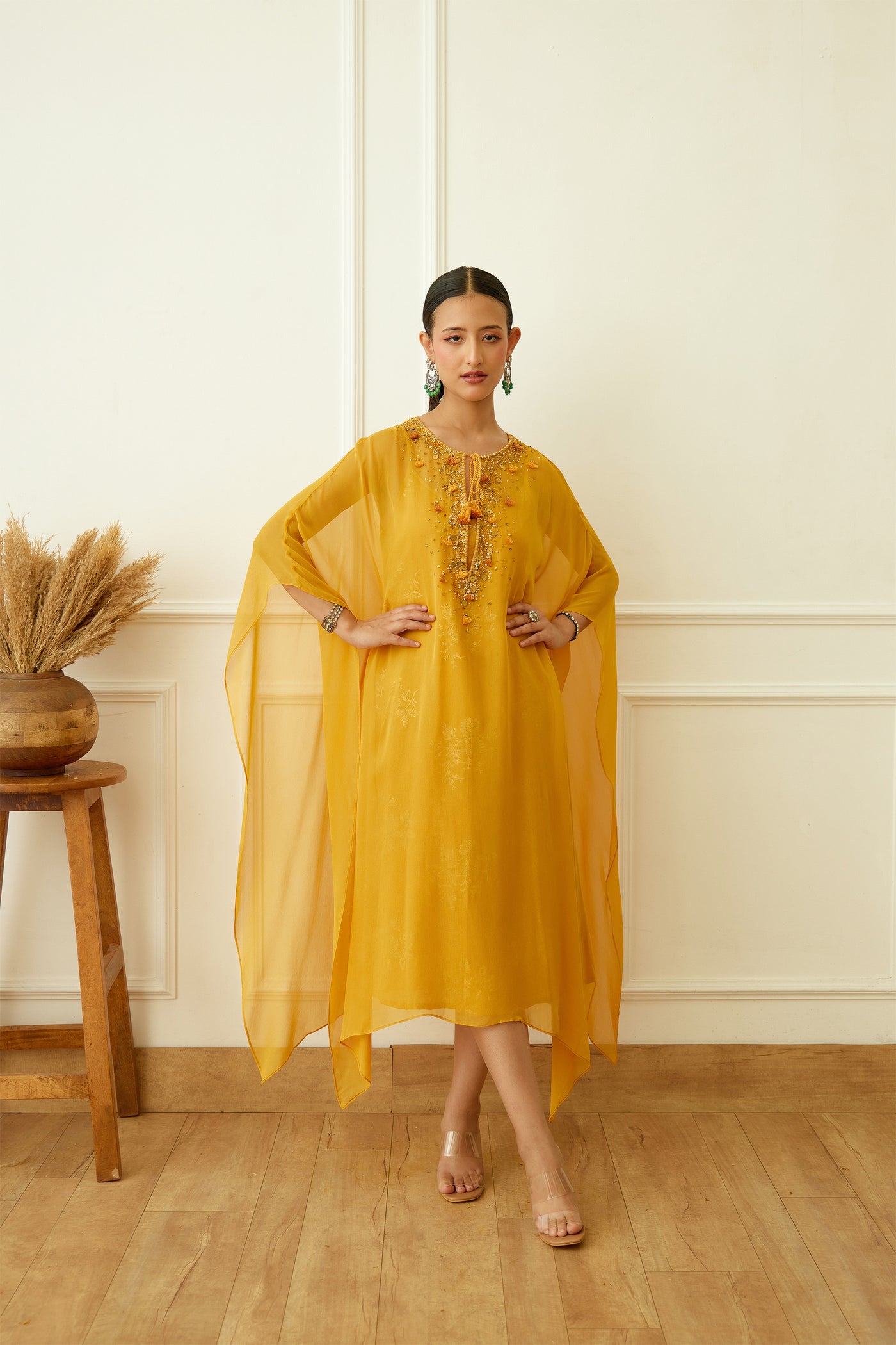 Nikasha Ochre Kaftan Set Indian designer wear online shopping melange singapore