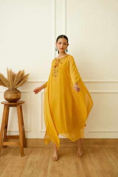 Nikasha Ochre Kaftan Set Indian designer wear online shopping melange singapore