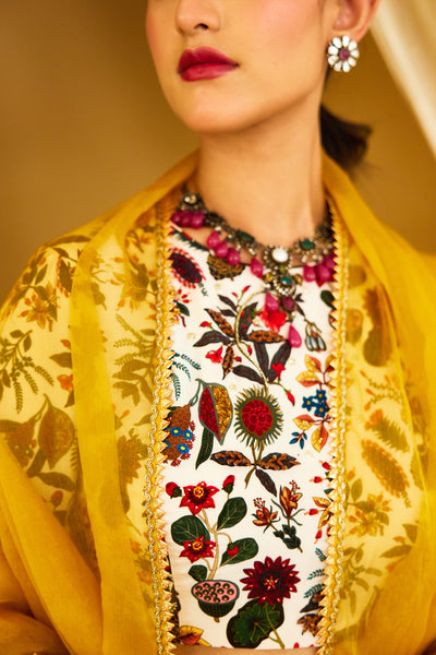 Nikasha Ochre Pure Organza Double Layer Lehenga Set Indian designer wear online shopping melange singapore
