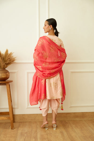 Nikasha Peach Foil Dhoti Set Indian designer wear online shopping melange singapore