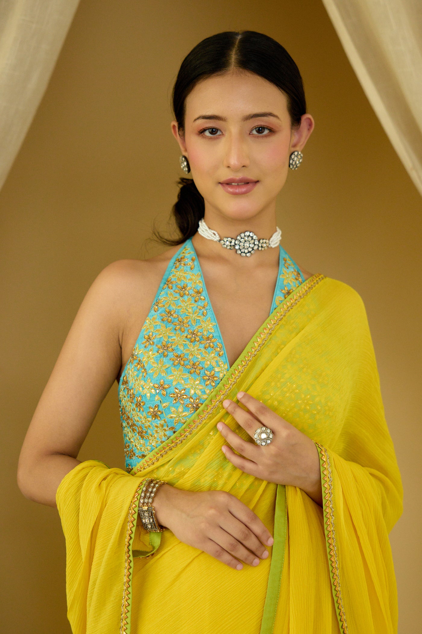 Nikasha Pitambari Pure Silk Chiffon Saree Indian designer wear online shopping melange singapore
