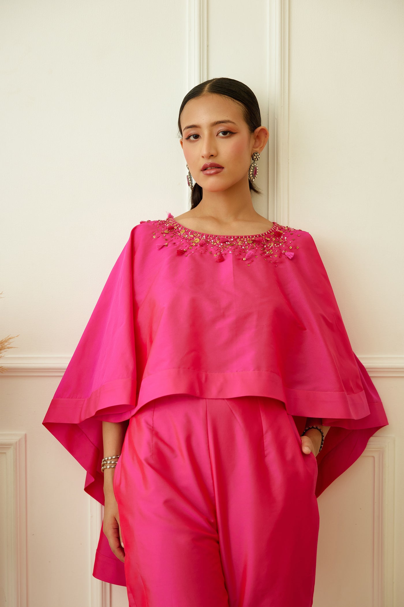 Nikasha Rani Pink Embroidered Co-ord Set Indian designer wear online shopping melange singapore