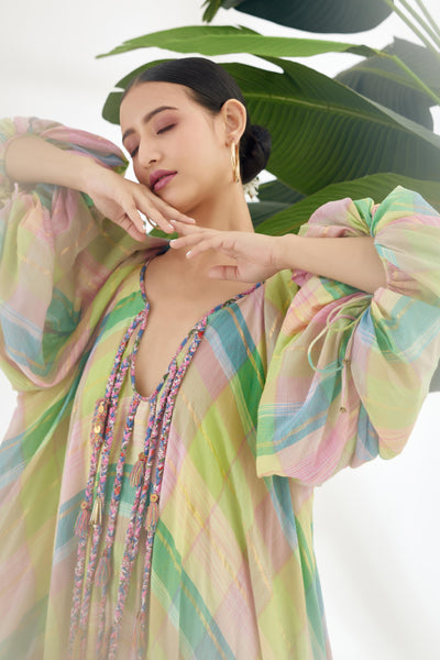 Nikasha Bespoke Hand Braided Tassel Details On The Neckline Maxi Dress Indian designer wear online shopping melange singapore