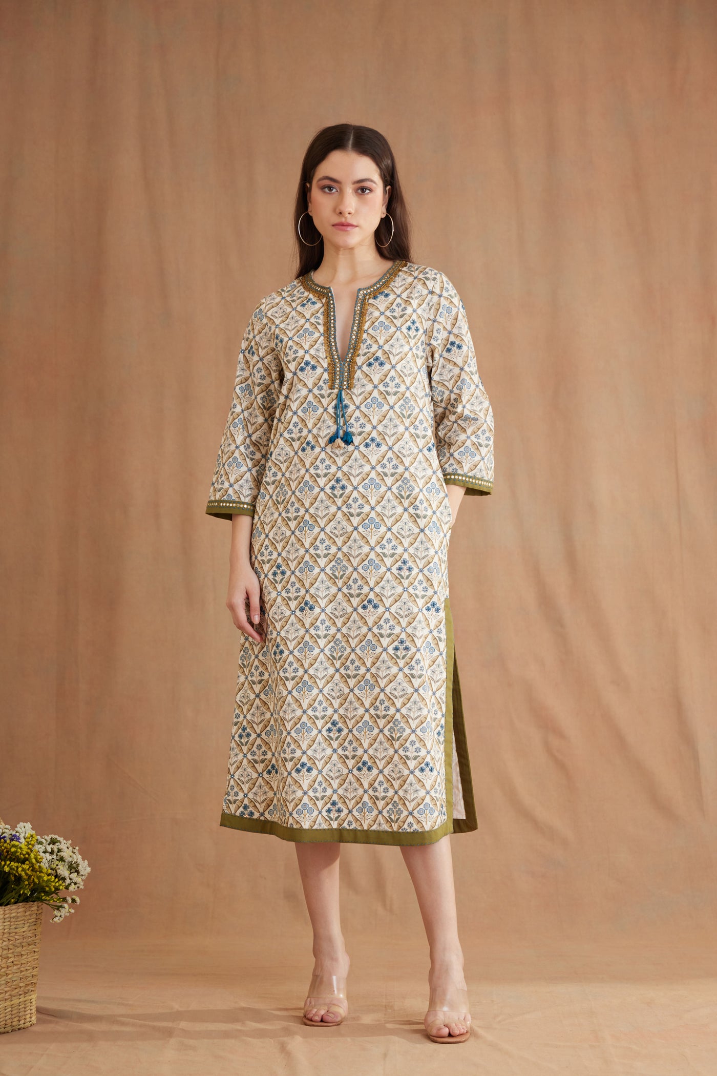Nikasha Bespoke Hand Embroidered Tunic Dress designer wear online shopping melange singapore