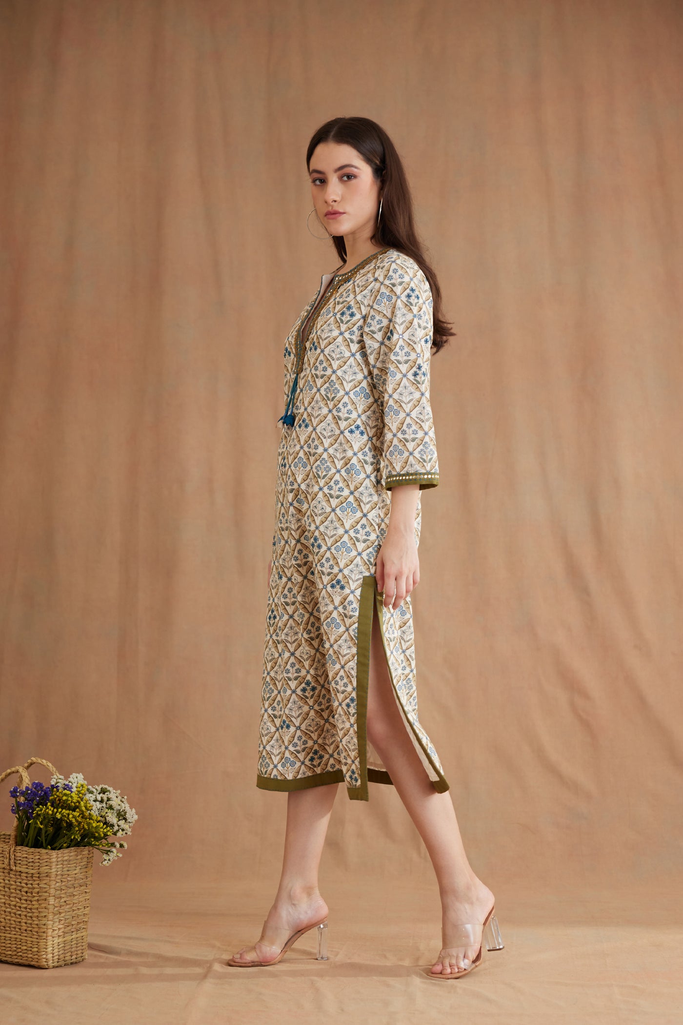 Nikasha Bespoke Hand Embroidered Tunic Dress designer wear online shopping melange singapore