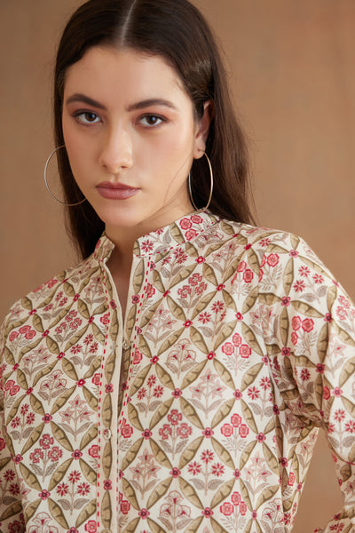 Nikasha Bespoke Mughal Print Co Ord Sets Red Indian designer wear online shopping melange singapore