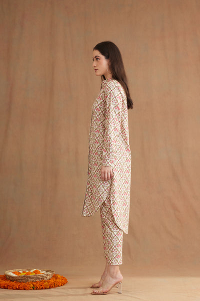 Nikasha Bespoke Mughal Print Co Ord Sets Red Indian designer wear online shopping melange singapore