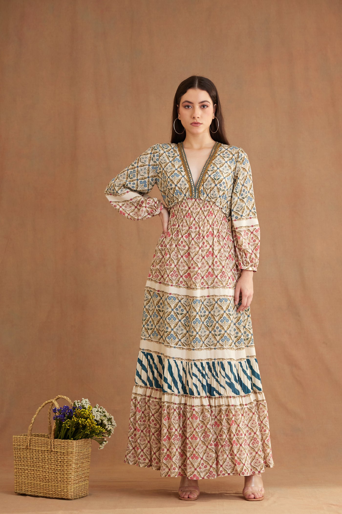 Nikasha Bespoke Tier Maxi Dress Indian designer wear online shopping melange singapore