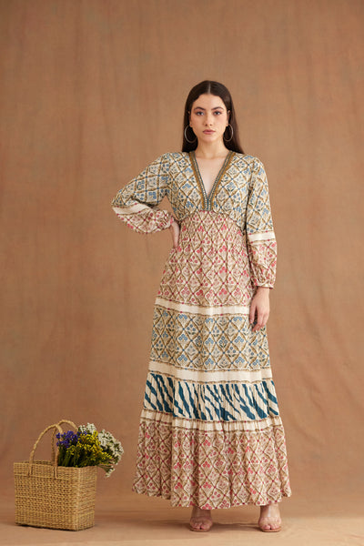 Nikasha Bespoke Tier Maxi Dress Indian designer wear online shopping melange singapore