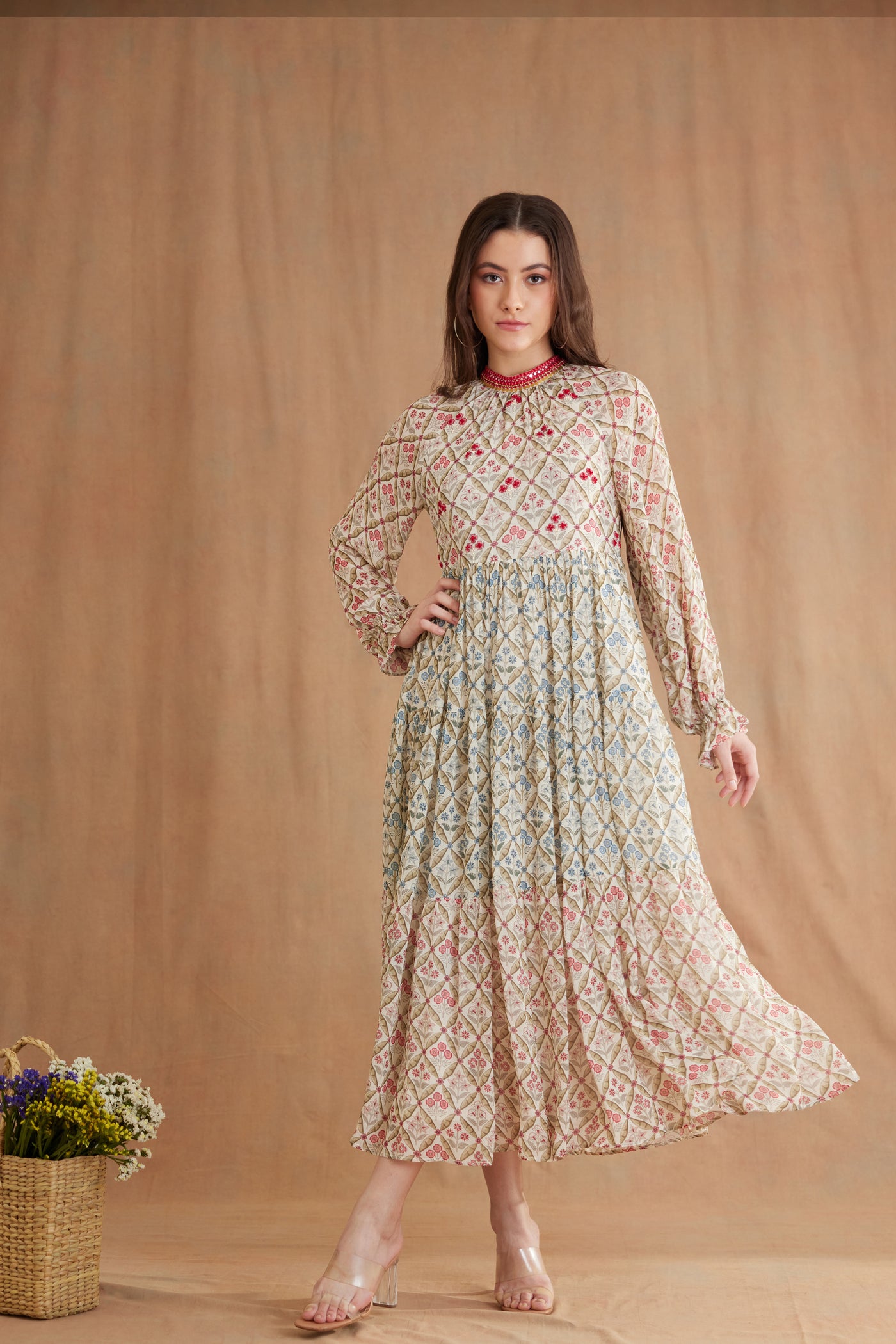 Nikasha Bespoke Tier Midi Dress Indian designer wear online shopping melange singapore