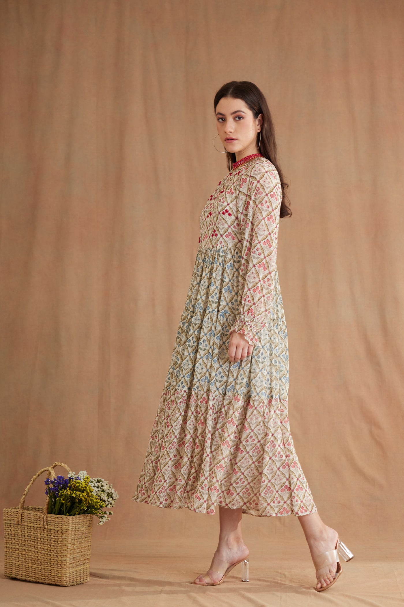 Nikasha Bespoke Tier Midi Dress Indian designer wear online shopping melange singapore