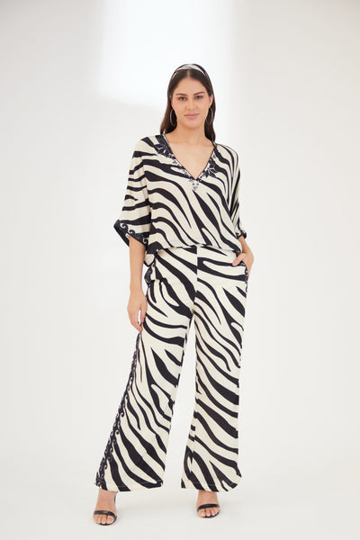 Nikasha Black And White Applique Embroidered Co Ord Sets Indian designer wear online shopping melange singapore