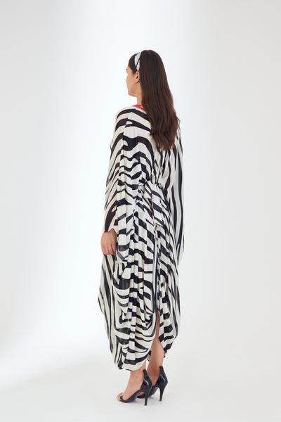 Nikasha Black And White Kaftan Dress Indian designer wear online shopping melange singapore