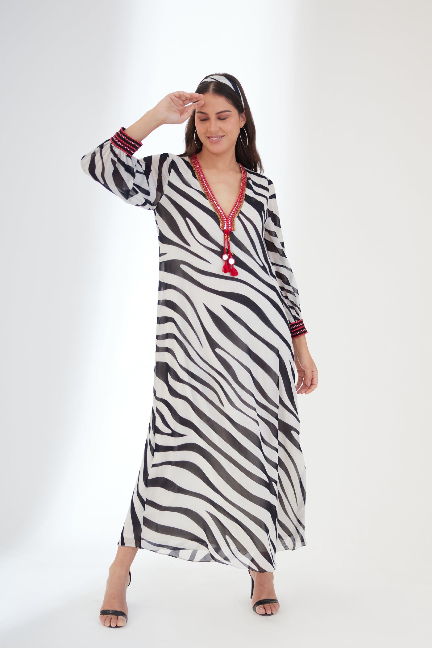 Nikasha Black And White Maxi Dress designer wear online shopping melange singapore