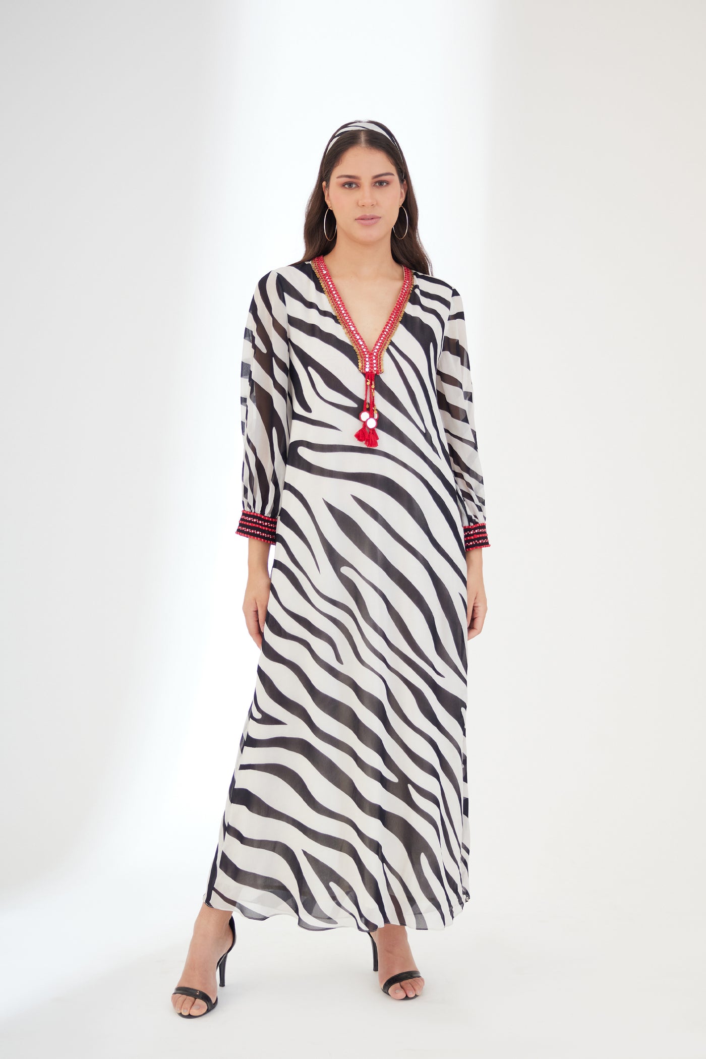 Nikasha Black And White Maxi Dress designer wear online shopping melange singapore