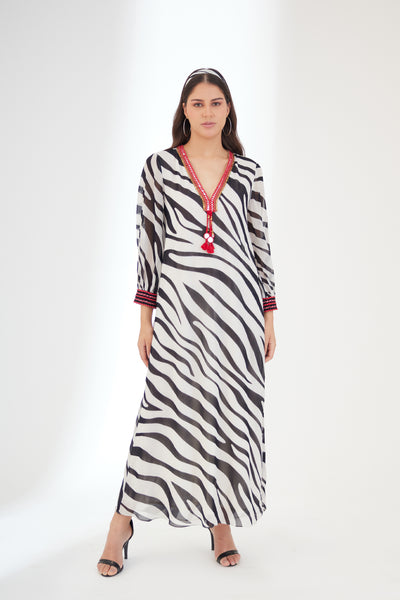 Nikasha Black And White Maxi Dress designer wear online shopping melange singapore