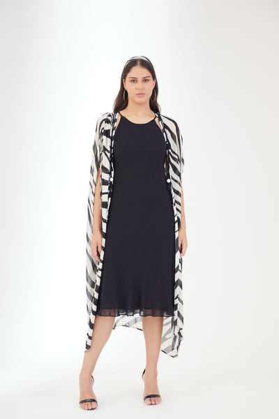 Nikasha Black And White Overgarment Indian designer wear online shopping melange singapore