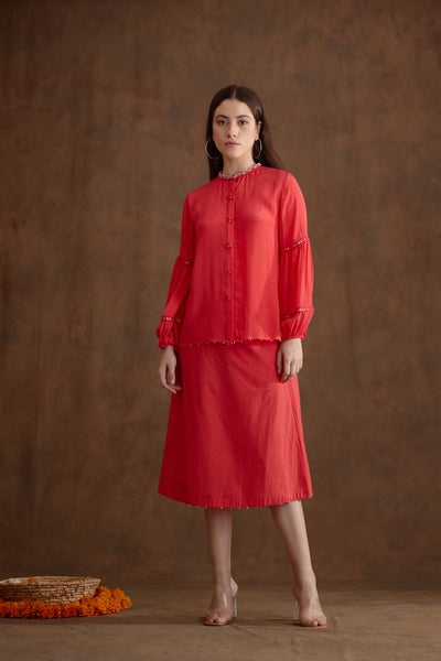 Nikasha Coral Hand Embroidered Co Ord Sets Indian designer wear online shopping melange singapore