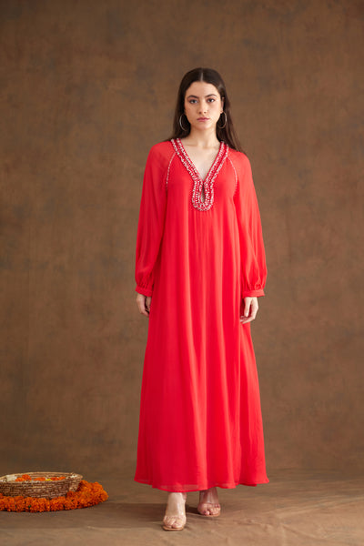 Nikasha Coral Maxi Dress Indian designer wear online shopping melange singapore