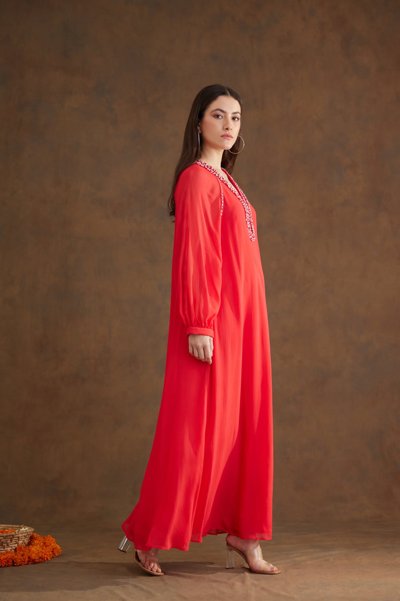 Nikasha Coral Maxi Dress Indian designer wear online shopping melange singapore