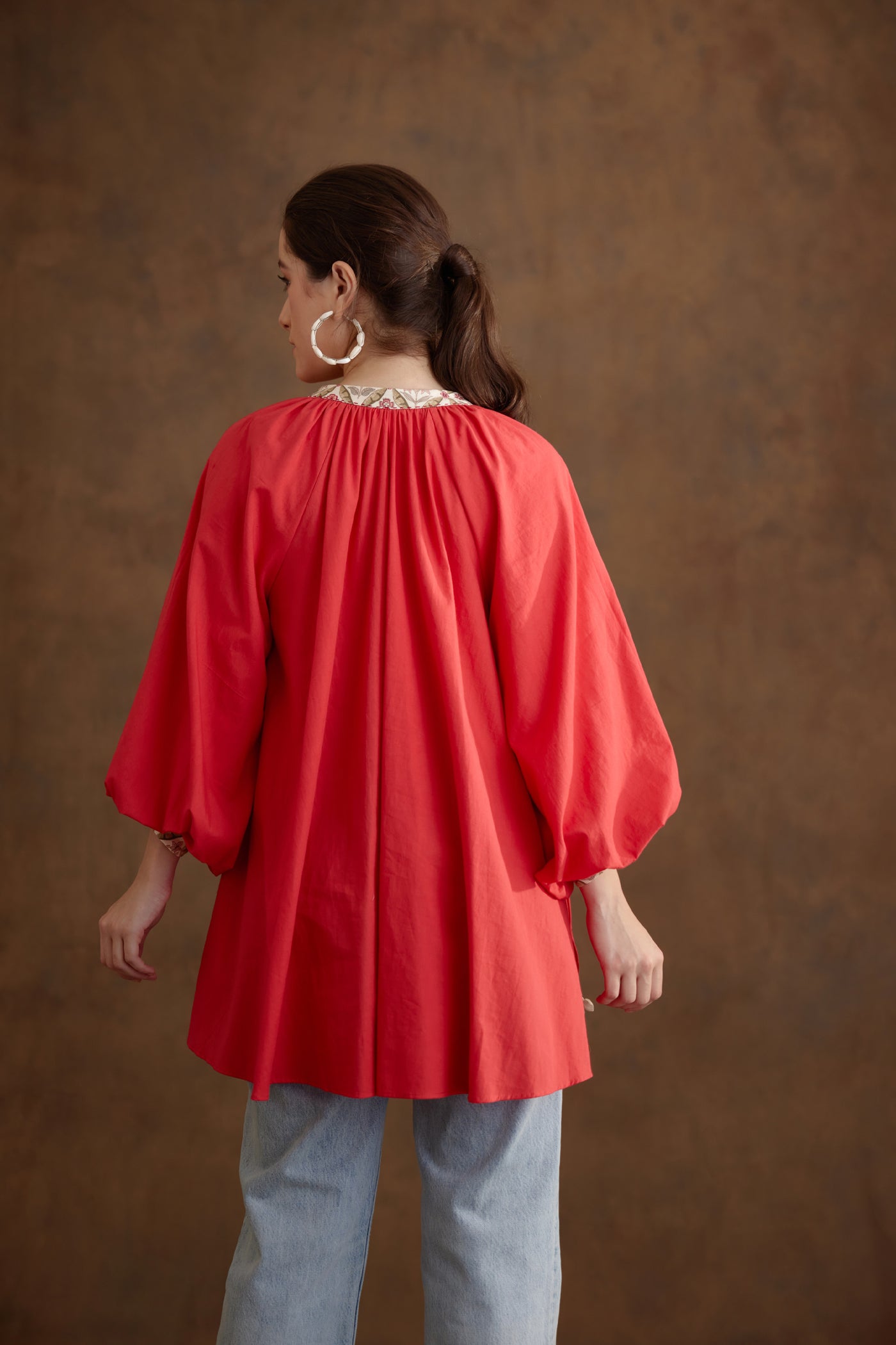 Nikasha Coral Poplin Shirt Dress Indian designer wear online shopping melange singapore