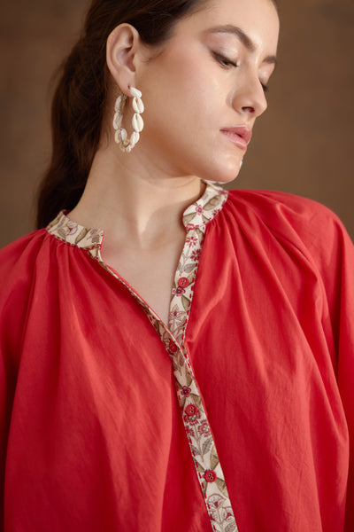 Nikasha Coral Poplin Shirt Dress Indian designer wear online shopping melange singapore