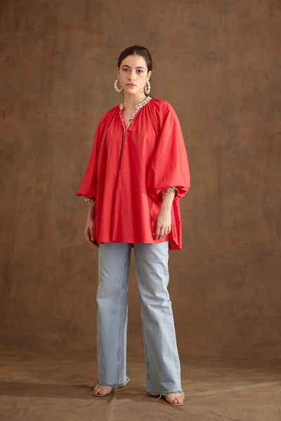 Nikasha Coral Poplin Shirt Dress Indian designer wear online shopping melange singapore