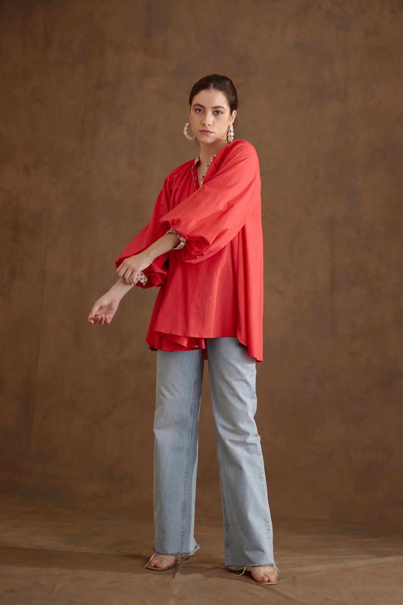 Nikasha Coral Poplin Shirt Dress Indian designer wear online shopping melange singapore