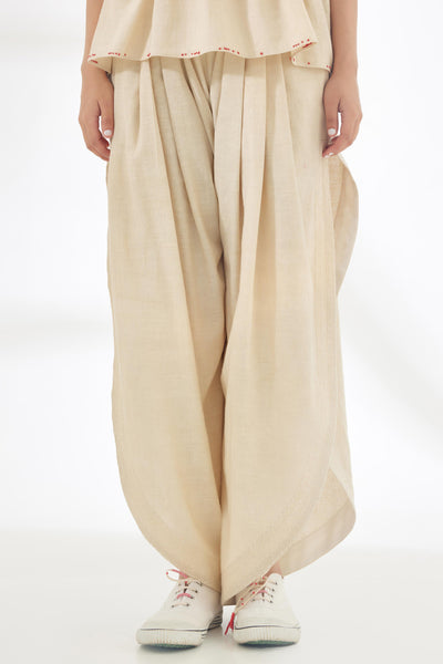Nikasha Cream Hand Woven Murshidabad Cotton Slit Pant Indian designer wear online shopping melange singapore
