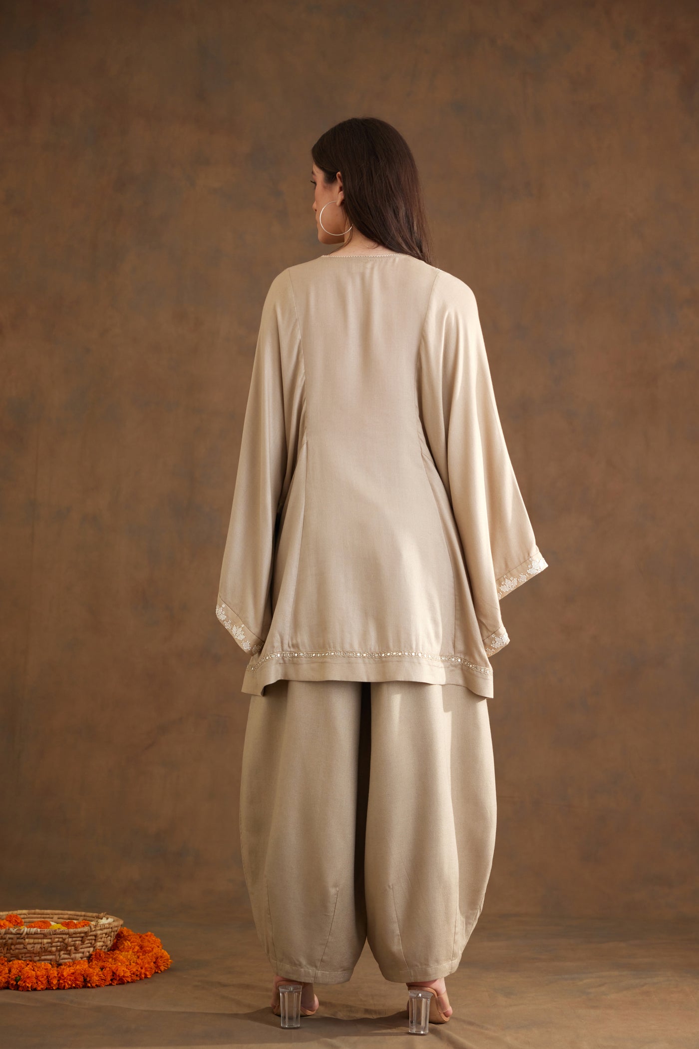 Nikasha Fawn Applique Embroidered Co Ord Sets Indian designer wear online shopping melange singapore