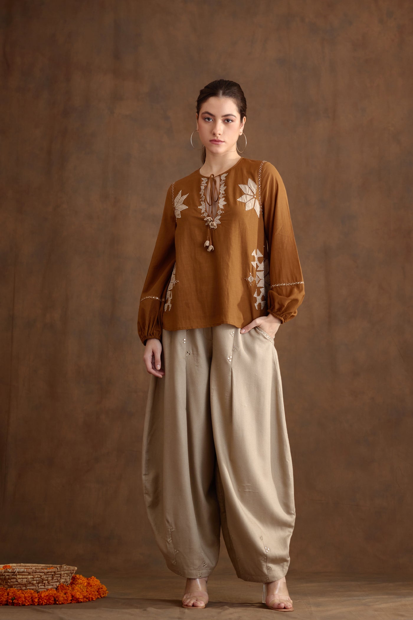 Nikasha Fawn baggy pants Indian designer wear online shopping melange singapore