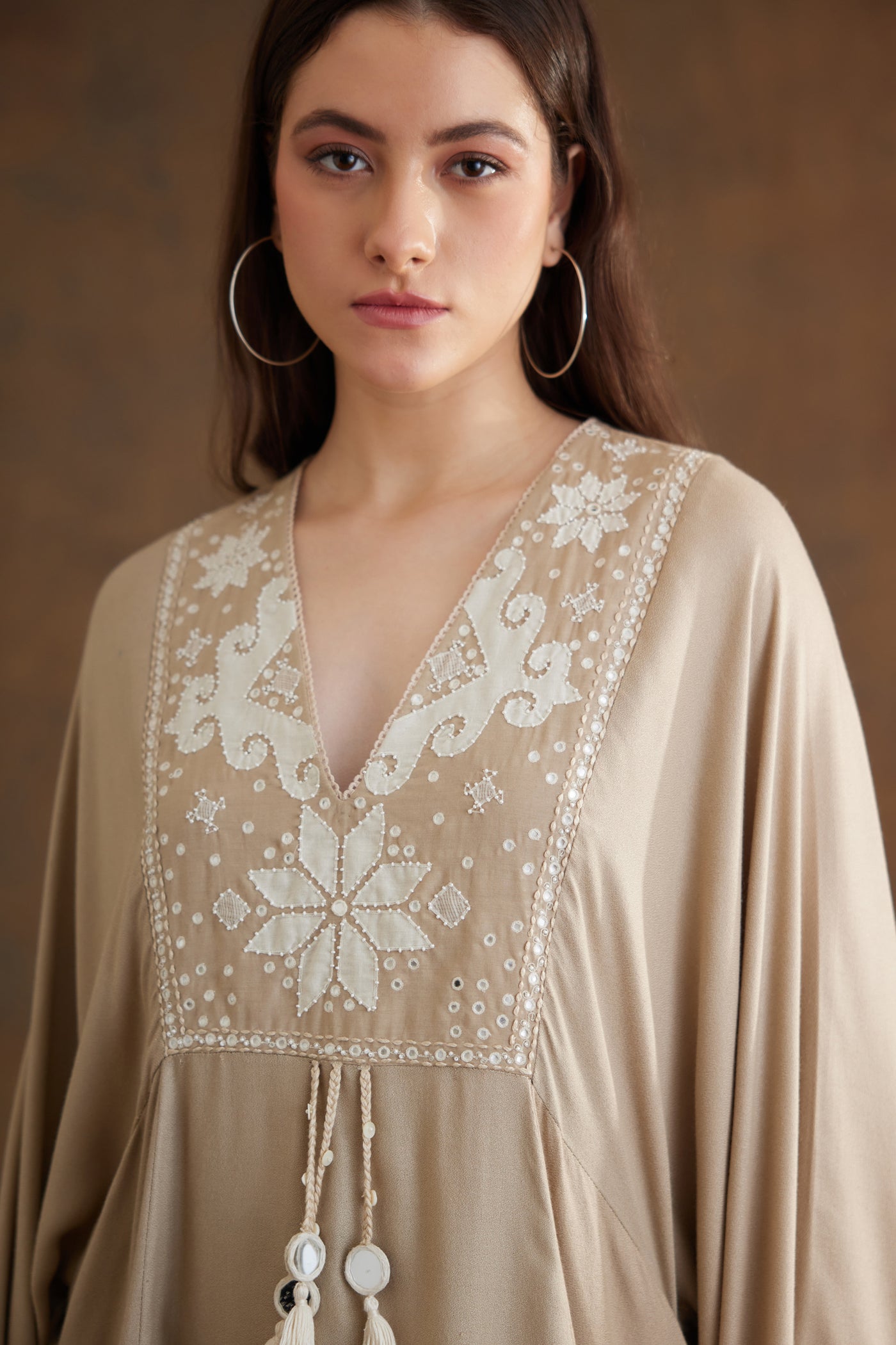 Nikasha Fawn Kaftan Dress Indian designer wear online shopping melange singapore