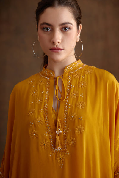 Nikasha Ochre Kaftan Dress Indian designer wear online shopping melange singapore