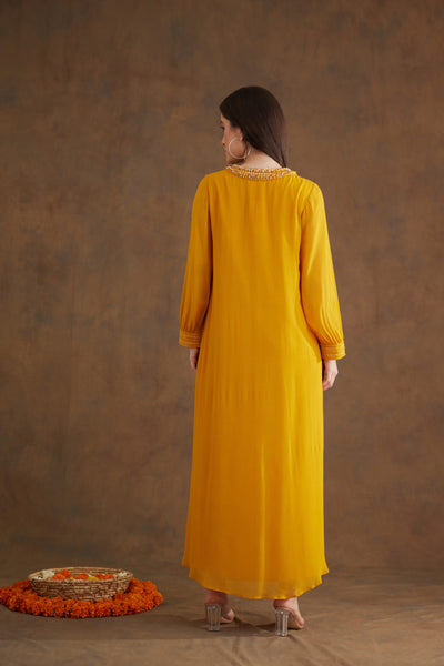 Nikasha Ochre Maxi Dress Indian designer wear online shopping melange singapore