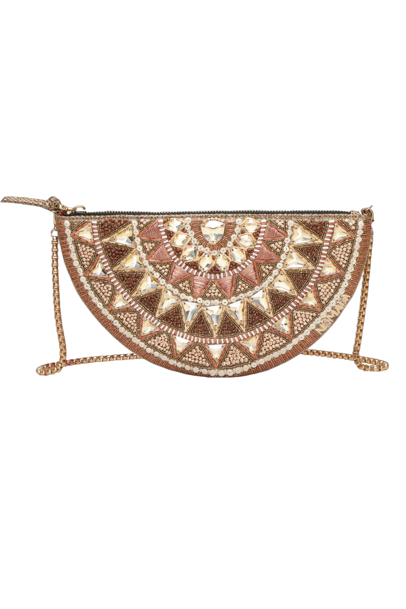 Nomada Accessories Semi Sun Clutch Rose Gold Indian designer wear online shopping melange singapore