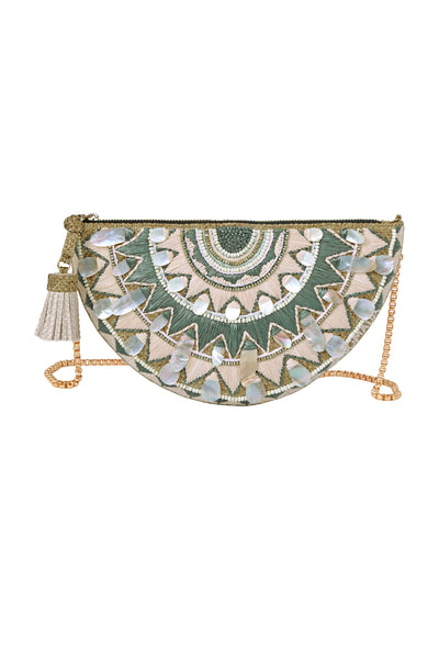 Nomada Accessories Totec Shell Clutch Nude Mint Indian designer wear online shopping melange singapore