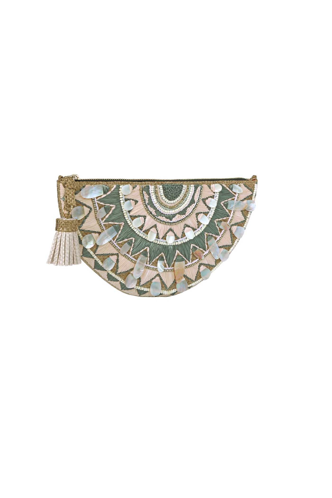 Nomada Accessories Totec Shell Clutch Nude Mint Indian designer wear online shopping melange singapore